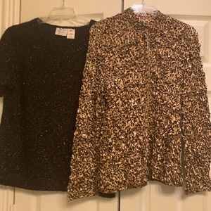 Kathie Lee Women Black blouse & MSK Leopard Jacket